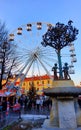 Christmas time in Rivoli town, Italy. Big wheel and festivities