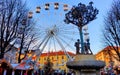 Christmas time in Rivoli town, Italy. Big wheel and festivities