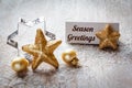 Christmas time, Still life with english wishes, sign, on wood Royalty Free Stock Photo