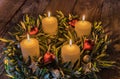 Advent Christmas wreath with four burning candles Royalty Free Stock Photo