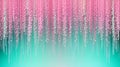 Christmas tinsel background with playful pink and mint green hues, shimmering tinsel strands holiday ornaments, AI generated