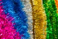 Christmas tinsel closeup, festive background photo