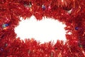 Christmas Tinsel Garland With Lights On White Background Royalty Free Stock Photo