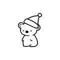 Christmas tiny koala wearing in santa hat.