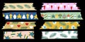 Christmas Torn Washi Tape Collection. Colorful Xmas Set. New year scrapbook stripes, sticky tags, scotch strip. Royalty Free Stock Photo