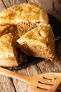 Christmas tourtiere spicy pie with pork, mashed potatoes and spices close-up. vertical Royalty Free Stock Photo