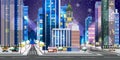 Christmas town illustration. Night City Background Royalty Free Stock Photo