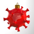 Christmas toy in the form of a virus. Coronavirus. isolated on white background. 3d render Royalty Free Stock Photo