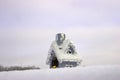 Christmas toy house on the snow Royalty Free Stock Photo