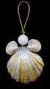 Christmas toy key chain from seashells and pearls with gold rope isolated Royalty Free Stock Photo