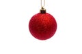 Christmas toy, shiny red ball. New Year. Isolated on white background Royalty Free Stock Photo