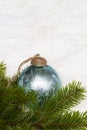 The christmas toy and tree branches. Royalty Free Stock Photo
