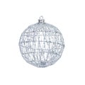 Christmas toy for the Christmas tree and new year, beautiful silver sparkly ball isolated on the white background