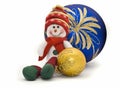 Christmas toy with two colorful New Year Balls Royalty Free Stock Photo