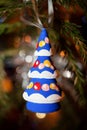 Christmas Toy wooden brightly colored Christmas tree hanging on