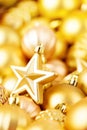 Christmas toys background. Gold collection Royalty Free Stock Photo