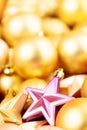 Christmas toys background. Gold collection Royalty Free Stock Photo