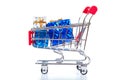 Christmas toys in shopping cart