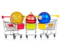 Christmas toys in shopping cart