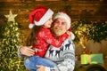 Christmas tradition. Family time. Holly jolly christmas. Dad and child having fun. Christmas eve concept. Family bonds