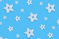 Christmas traditional cookies bakery star pattern on blue background.Concept banner frame border background for Christmas and New Royalty Free Stock Photo