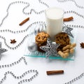 Christmas traditional drink with spicy cinnamon and cookies Royalty Free Stock Photo