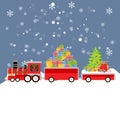 Christmas train with gifts vector illustration Royalty Free Stock Photo