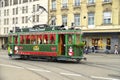 Christmas Tram in Basel old town.