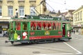 Christmas Tram in Basel old town.