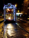 Tram with Christmas lights in Budapest Royalty Free Stock Photo