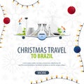 Christmas Travel to Brazil, Rio de Janeiro. Winter travel. Vector illustration.