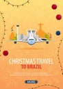 Christmas Travel to Brazil, Rio de Janeiro. Winter travel. Vector illustration.