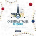 Christmas Travel to France, Paris. Winter travel. Vector illustration.