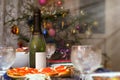 Christmas treats with champagne Royalty Free Stock Photo