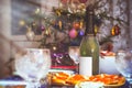 Christmas treats with champagne Royalty Free Stock Photo