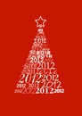 Christmas tree with 2012 texts Royalty Free Stock Photo