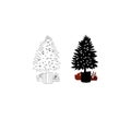 Christmas tree line icon, decorated conifer outline and filled vector sign, Royalty Free Stock Photo