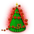 Christmas Tree 3D with Flowers Royalty Free Stock Photo