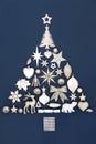Christmas Tree Abstract Design on Blue