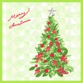 christmas tree on abstract background, merry christmas card, vector Royalty Free Stock Photo