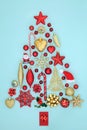Christmas Tree Abstract Shape with Festive Ornaments Royalty Free Stock Photo