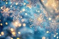 A Christmas tree adorned with snowflakes, illuminated by twinkling lights in a snowy background, Imagine a magical winter