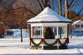 A Christmas tree adorns a village square Royalty Free Stock Photo