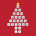 Christmas tree advent calendar. Merry Christmas inspiration. Vector illustration, flat design Royalty Free Stock Photo