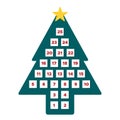 Christmas tree advent calendar. Merry Christmas inspiration. Vector illustration, flat design Royalty Free Stock Photo