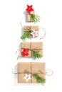 Christmas tree Advent calendar. Wrapped gift boxes Royalty Free Stock Photo