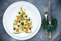 Christmas tree appetizer avocado salmon salad tartare ceviche Royalty Free Stock Photo