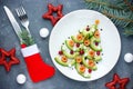 Christmas tree appetizer avocado salmon salad tartare ceviche Royalty Free Stock Photo