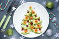 Christmas tree appetizer avocado salmon salad tartare ceviche Royalty Free Stock Photo