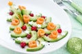 Christmas tree appetizer, festive avocado salmon salad Royalty Free Stock Photo